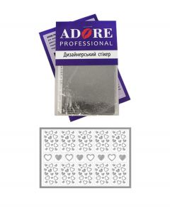 Металлизированные наклейки для ногтей ADORE М18 "Сердечки", серебро